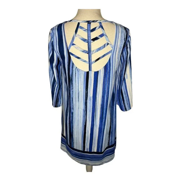 Women's Apt 9 A-Line Cut Out Back Dress Size 4 Multi Color Blue Lined - Picture 3 of 4